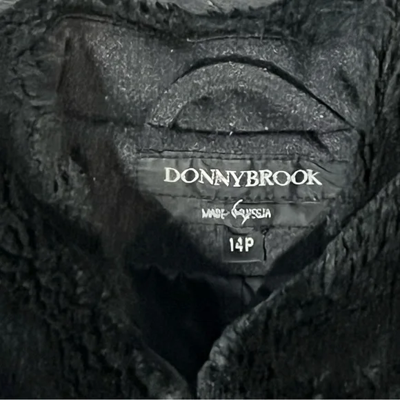 Donny Brook Womens Trench Coat Sz 14P Gray 100% Wool Lined Faux Fur Pocket - Picture 6 of 15